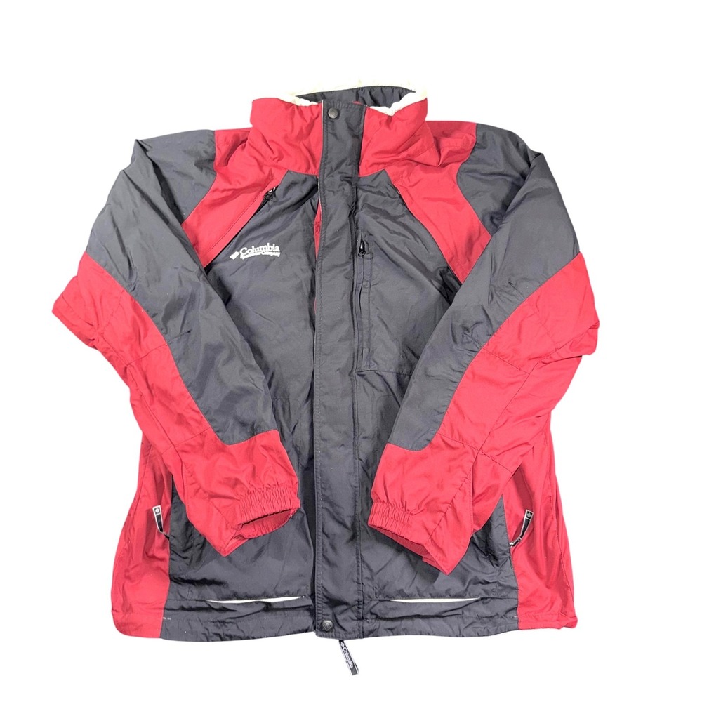 Columbia Jacket Mens Large Red Gray Interchange Core Heavy Snow Ski Parka